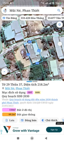 Bán đất 218.2m² full thổ cư ngang 10,7m giá 2.5 tỷ tại Phường Mũi Né
