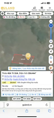 Bán đất 216.4m² có sẵn 60m² thổ cư ngang 10m giá 235 triệu tại Xã Ea Kly