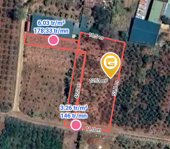 Bán đất 1245.2m² có sẵn 400m² thổ cư ngang 11.0m giá 4.4 tỷ tại Phường Buôn Ma Thuột