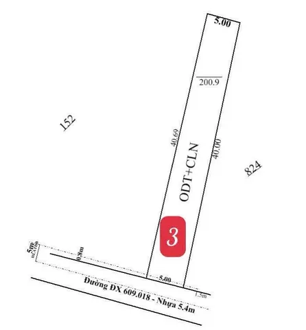 Bán đất 200m² có sẵn 60m² thổ cư ngang 5m giá 1.65 tỷ tại Phường Phú An