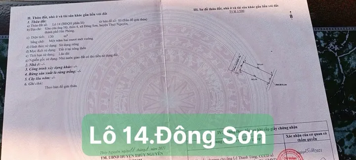 Lô 14- Phân lô Ông Hộ- thôn 4 Đông Sơn .
l/h ;076.231.9990 em Thúy