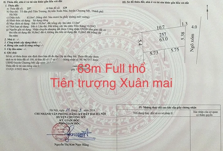 Bán đất 64m² full thổ cư ngang 5m giá 2.2 tỷ tại Xã Xuân Mai