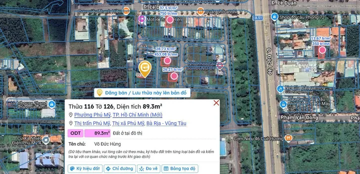 Bán đất 89.3m² full thổ cư ngang 6m giá 2.6 tỷ tại Đường Nguyễn Du Phường Phú Mỹ