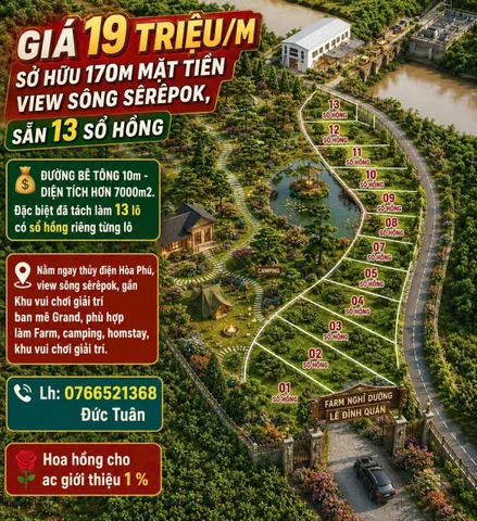 13 Lô Đất Hòa Phú ngay Làng Bình Yên, thủy điện Hòa Phú giá 250 triệu/lô