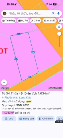 CHỦ BỂ NỢ BÁN GẤP 3 TỶ LÔ ĐẤT 1.034m2 MẶT TIỀN ĐƯỜNG NHỰA