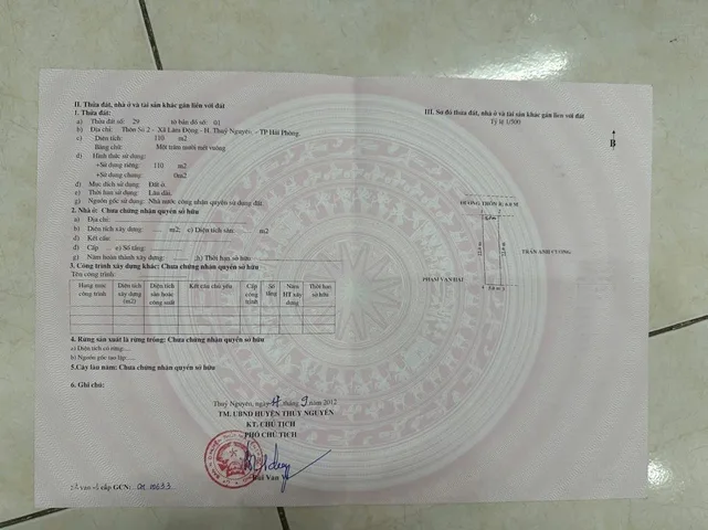 Lô đất sú 2 lâm động phường Thiên hương, TP hải phòng.L/h:076.231.9990 em Thúy 
- diện tích 110m2, ngang 5 hướng bắc.
- vị trí: ngay tuyến vành đai 2, quy hoạch đường 25m. Gần các dự án , khu tái định cư. Đường rộng 5m. 
-Tiềm năng sinh lời tốt.
- giá