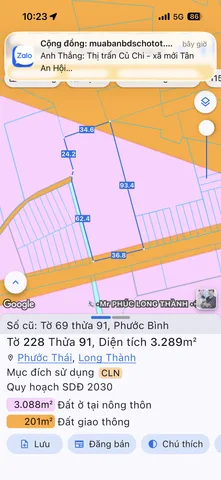 Bán đất 3289.2m² ngang 36m giá 9 tỷ tại Xã Phước Thái