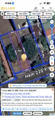 Bán đất 112.3m² có sẵn 40m² thổ cư ngang 5m giá 1.55 tỷ tại Đường Y Wang Phường Ea Kao