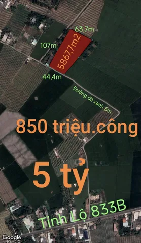 Bán đất 5867,7m² ngang 44m giá 5 tỷ tại Xã Nhựt Tảo