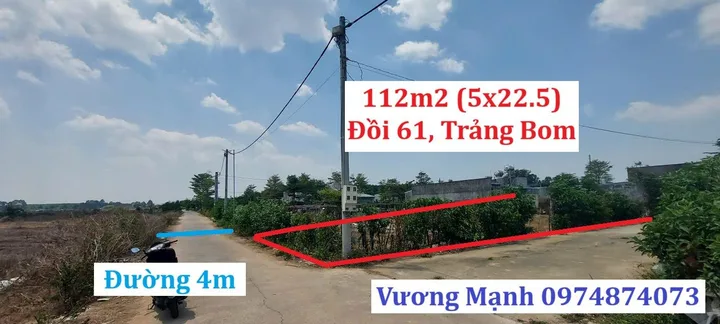 ĐẤT 112 M², NGANG 5M, TRẢNG BOM, ĐỒNG NAI