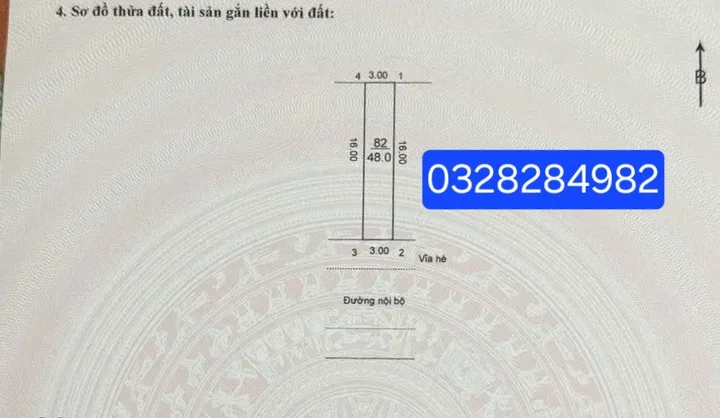 Bán đất 48m² full thổ cư ngang 3m giá 4.35 tỷ tại Xã Sóc Sơn