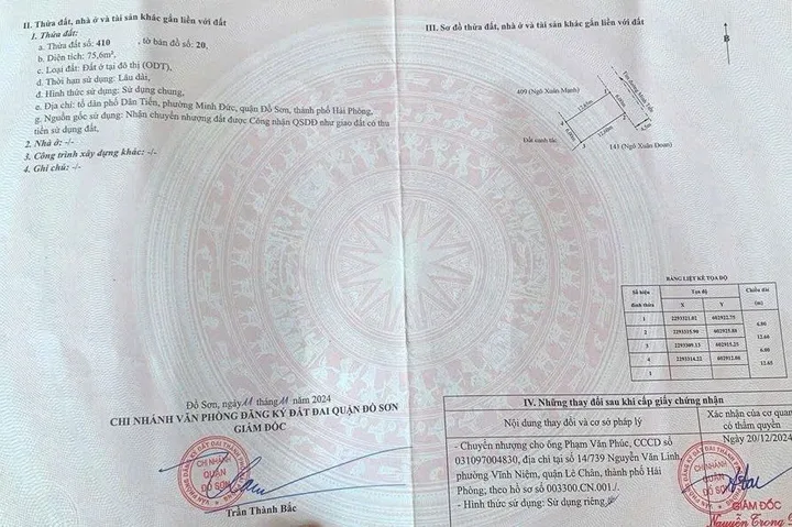 [Sát đường bộ ven biển] Bán đất 75,6m² full thổ cư ngang 6m giá 1.88 tỷ tại Đường Minh Tiến Phường Nam Đồ Sơn