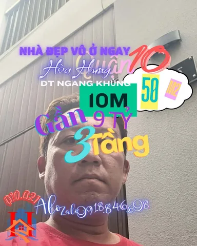Q.10.021 – NHÀ 3 TẦNG 50m², NHỈNH 9 TỶ, HÒA HƯNG, NGANG KHỦNG 10m Trung Tâm Q.10, O9I88466O8