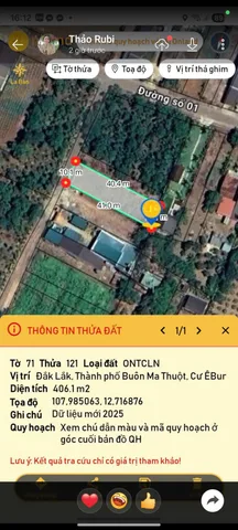 Bán đất 406.1m² có sẵn 75m² thổ cư ngang 10.0m giá 1.5 tỷ tại cư bua