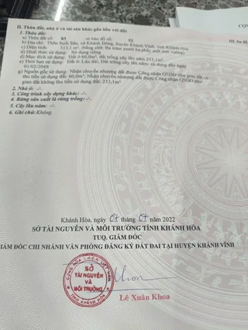 ĐẤT ĐẸP– GIÁ TỐT  – CHÍNH CHỦ CẦN BÁN NHANH Đất Tại Xã Khánh Đông, Khánh Vĩnh, Khánh Hòa