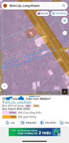 Bán đất mặt tiền đường Bình Lộc - Tín Nghĩa 1640m2, TP. Long Khánh