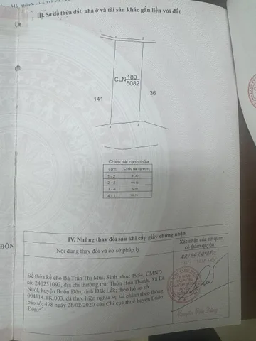 Bán đất 15692.1m² ngang 110m giá 3 tỷ tại Xã Ea Nuôl