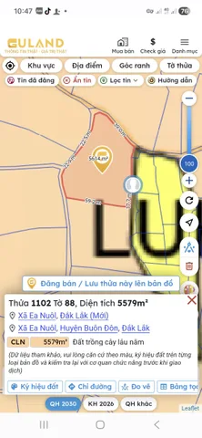 Bán đất 5579m² có sẵn .m² thổ cư ngang 100m giá 400 triệu tại Xã Ea Nuôl