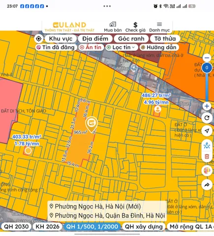Bán đất Ba Đình 122m² full thổ cư, MT8,1m giá 16 tỷ/lô tại Phường Ngọc Hà