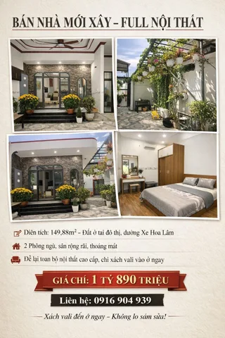 BÁN NHÀ MỚI XÂY – FULL NỘI THẤT  - 149.8m² - VĂN HẢI - GIÁ 1TỶ890