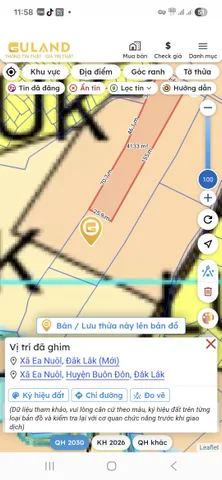 Bán đất 11000m² có sẵn .m² thổ cư ngang 30m giá 2.5 tỷ tại Xã Ea Nuôl
