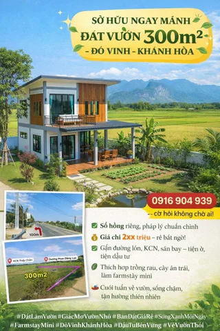 SỞ HỮU NGAY MẢNH ĐẤT VƯỜN 300m²- ĐÔ VINH- KHÁNH HÒA