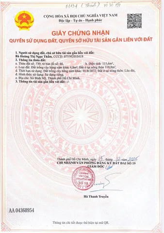 Bán đất 115m² có sẵn 110m² thổ cư ngang 5m giá 2.35 tỷ tại Xã Bình Mỹ