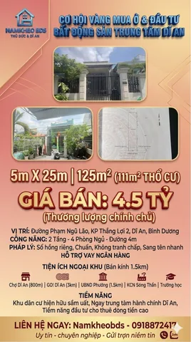 THAY VÌ SỐNG CHẬT CHỘI, HÃY CHỌN TỔ ẤM  GIA ĐÌNH 125M2 CHỈ 36Tr/M2 - MÔI TRƯỜNG SỐNG LÝ TƯỞNG NGAY TRUNG TÂM DĨ AN