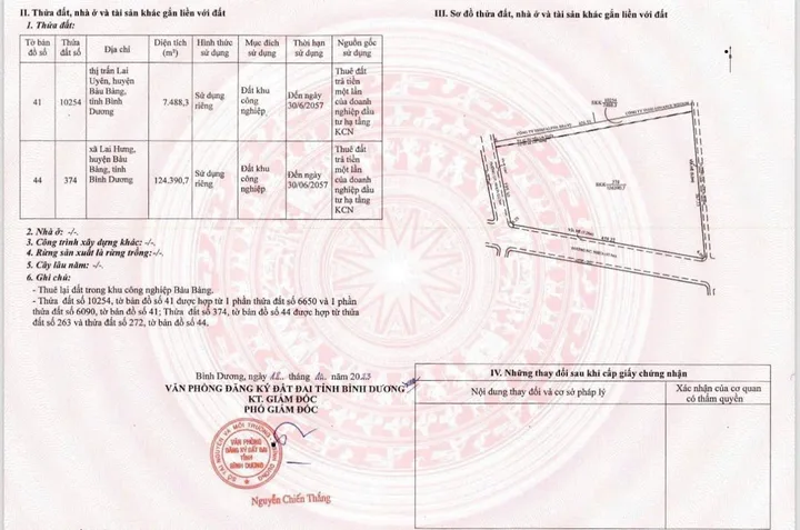 Chuyển nhượng đất KCN Bàu Bàng, Bình Dương
