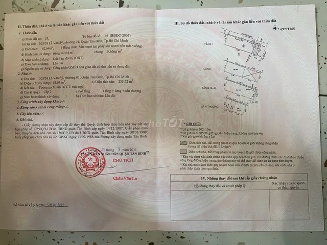 Chính Chủ Bán Nhà Hẻm 305/58 Lê Văn Sỹ – Giá 15 tỷ