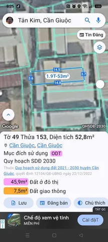 Bán nhà 52.8m² có sẵn 52,8mm² thổ cư ngang 3,6m giá 1.9 tỷ tại Xã Cần Giuộc