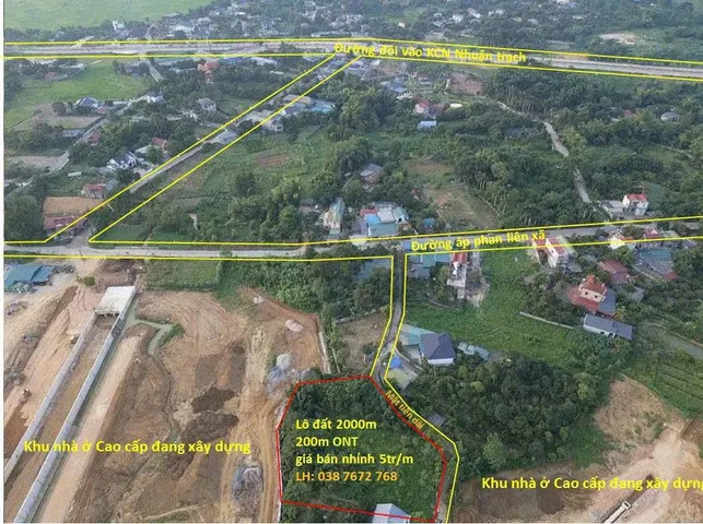 2000m - mặt tiền dài 50m - gần trục chính vào KCN Nhuận trạch