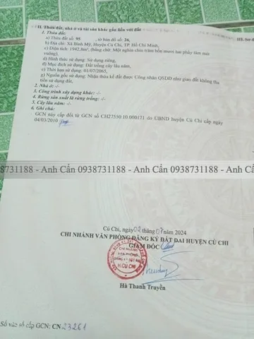 Bán đất 1945m² có sẵn 117m² thổ cư ngang 38.5m giá 16.6 tỷ tại Xã Bình Mỹ