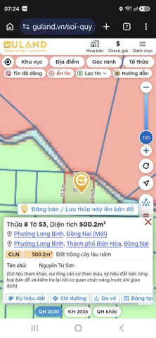 Bán đất 500.2m² ngang 21m giá 750 triệu tại Phường Long Bình