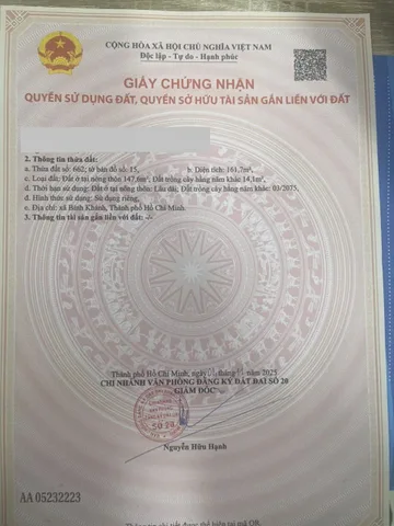 Bán lô đât thổ cư gần mặt tiền trần quang đạo , bình khánh cần giờ.