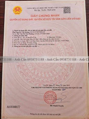Bán đất 250m² có sẵn 227m² thổ cư ngang 5m giá 6.5 tỷ tại Xã Bình Mỹ