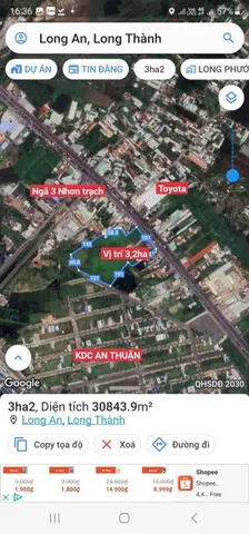 32.000M2 CÓ ĐẤT TMDV  MẶT TIỀN QL 51 ĐỐI DIỆN TOYOTA LONG THÀNH. NGAY AN THUẬN