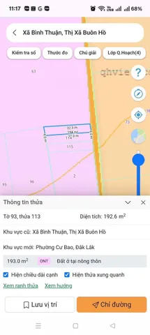Bán đất 193.9m² có sẵn 60m² thổ cư ngang 6.0m giá 260 triệu tại Phường Cư Bao