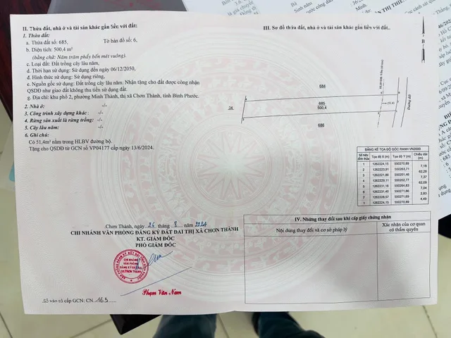 Bán đất 503.3m² ngang 7m giá 350 triệu tại Phường Chơn Thành