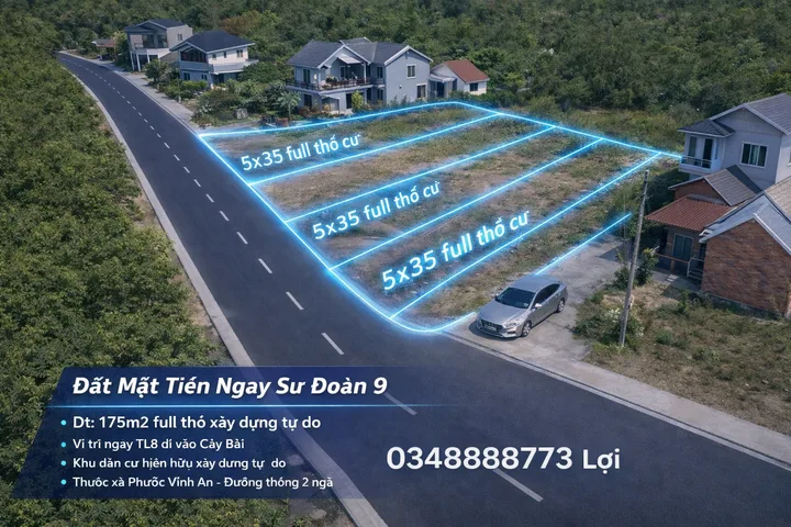 Mặt tiền Cây Bài Sư Đoàn 9 175m2 full thổ . Chưa đến 2 tỷ