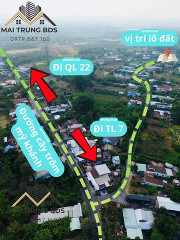 Thái mỹ Cây Trôm Mỹ Khánh – 900m²  nở hậu MT đường nhựa xe tải – GIÁ 2 tỷ TL
