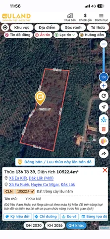 Bán đất 10522.4m² ngang 100m giá 2.65 tỷ tại Xã Ea Kiết