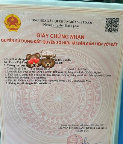 Bán đất 149.5m² có sẵn 100m² thổ cư ngang 8m giá 700 triệu tại Xã Hải Đông Thành phố Móng Cái