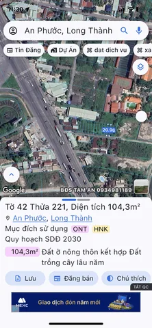 1TY550/ NỀN AN PHƯỚC ĐỐI DIỆN KHU CÔNG NGHIỆP LONG THÀNH