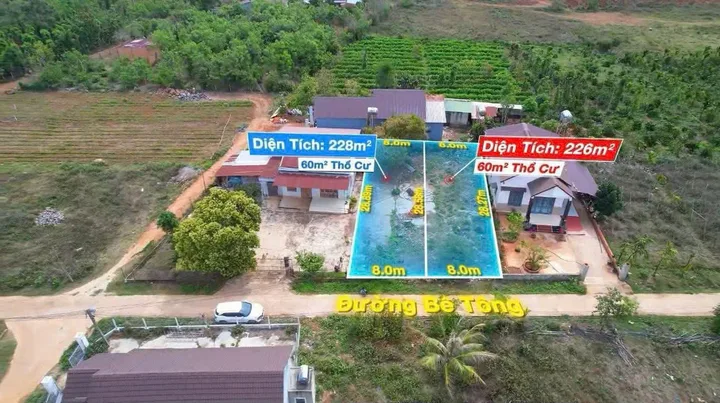 Bán đất 228m² có sẵn 60m² thổ cư ngang 8m giá 435 triệu tại Xã Dray Bhăng