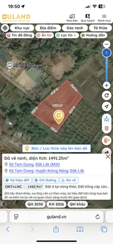 Bán đất 1482.9m² có sẵn 80m² thổ cư ngang 10m giá 830 triệu tại Xã Tam Giang