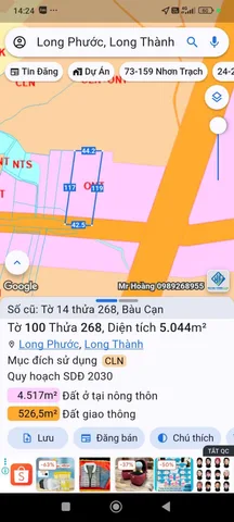 Bán đất 5043.9m² ngang 42m giá 16 tỷ tại Xã Long Phước