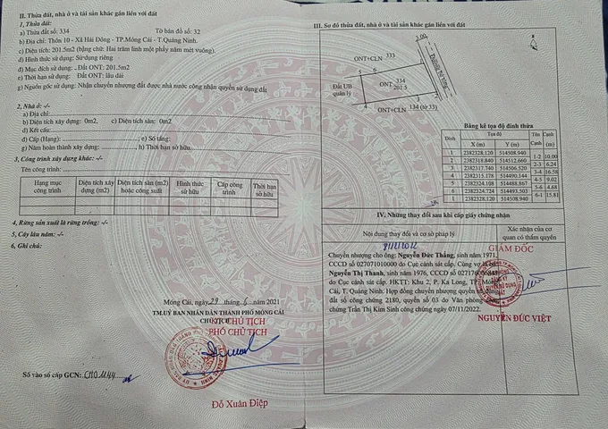 Bán đất 202.5m² có sẵn 200m² thổ cư ngang 10m giá 1.9 tỷ tại Xã Hải Đông Thành phố Móng Cái