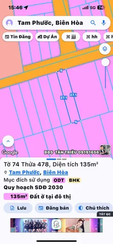 Bán nhà 134.9m² có sẵn 100m² thổ cư ngang 5m giá 1.75 tỷ tại Phường Tam Phước
