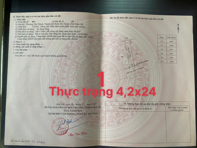 MẶT TIỀN VẠN XUÂN PHƯỜNG BUÔN MA THUỘT
Diện tích 101m2 4,2m giá 3ty450